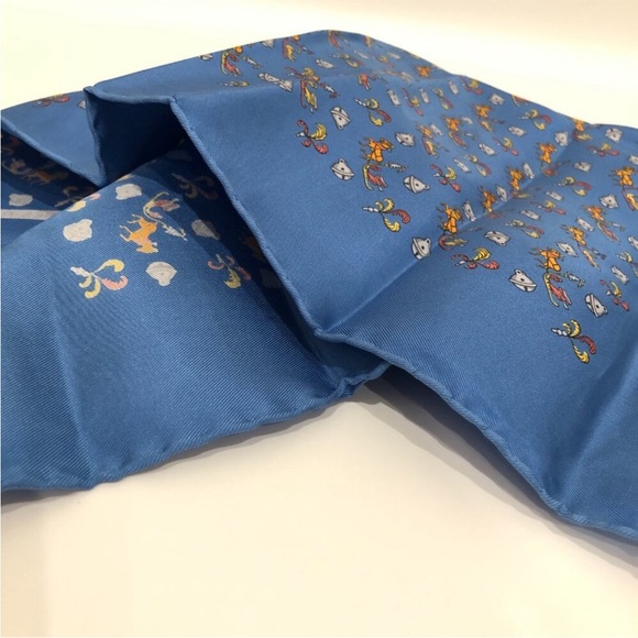 Hermes Blue Carre 100% Silk Scarf - Picture 3 of 11